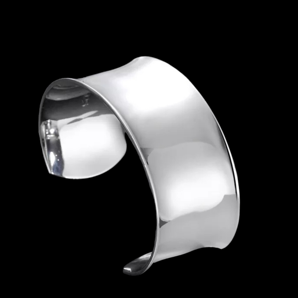 Southwestern Sleek Classy .925 Solid Sterling Silver 54-grams Wide Cuff Bracelet - Picture 5 of 10